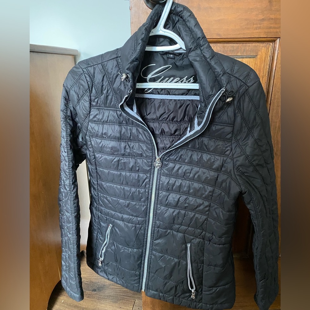 Guess black winter coat, size large